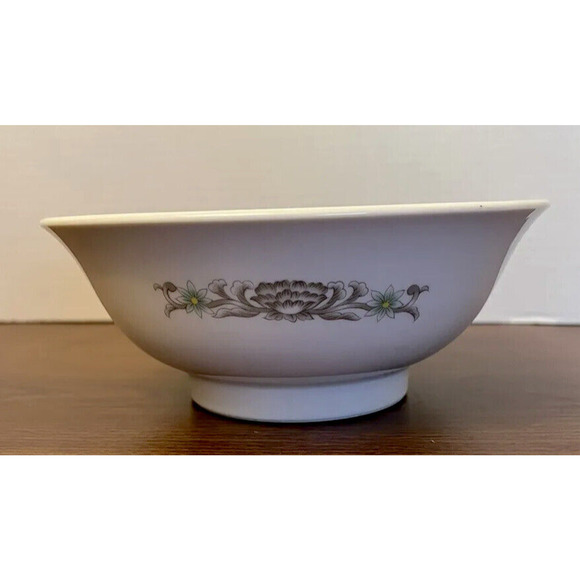 Vtg White Gray & Blue Asian Footed Porcelain Rice Bowl HandPainted Bird Motif - Picture 2 of 7